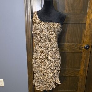 SHEIN One-Shoulder Leopard Dress